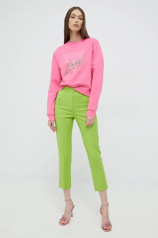 ροζ Βαμβακερή μπλούζα Guess Γυναικεία
