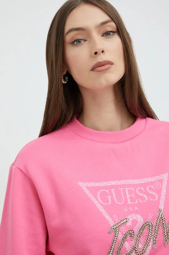 ροζ Βαμβακερή μπλούζα Guess