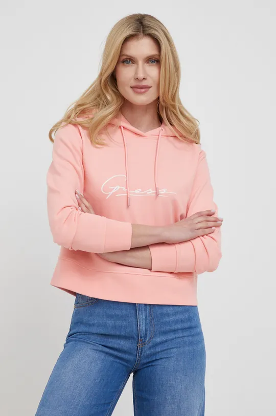 ροζ Guess - Βαμβακερή μπλούζα Γυναικεία