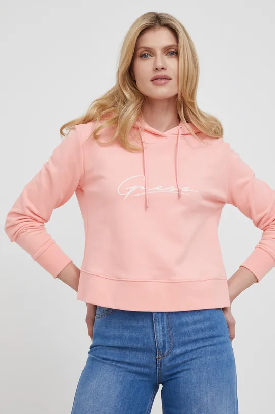 ροζ Guess - Βαμβακερή μπλούζα