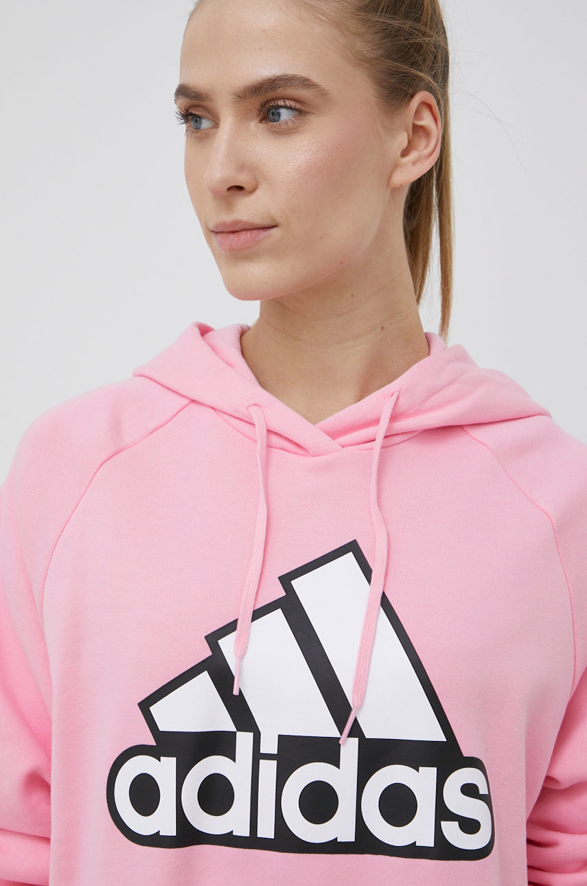 Хлопковая кофта adidas женская цвет розовый с принтом | ANSWEAR.ua