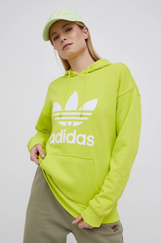 зелений Бавовняна кофта adidas Originals Adicolor HE6950 Жіночий