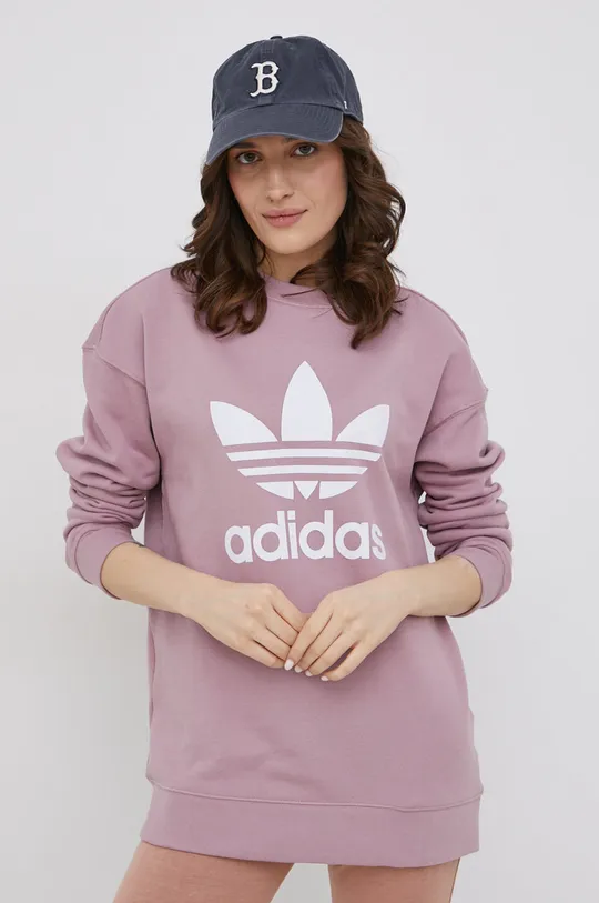 różowy adidas Originals Bluza bawełniana Adicolor HE9536 Damski