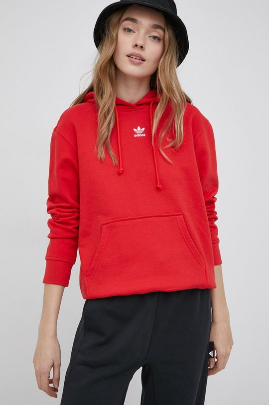 czerwony adidas Originals - Bluza bawełniana HF7508