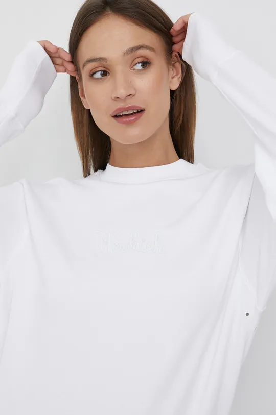 λευκό Βαμβακερή μπλούζα Woolrich
