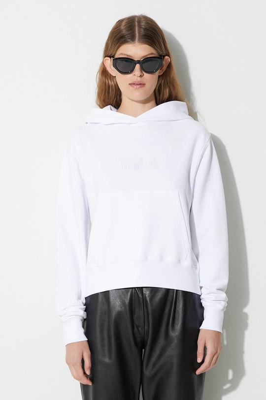 bianco Woolrich felpa in cotone LOGO Donna