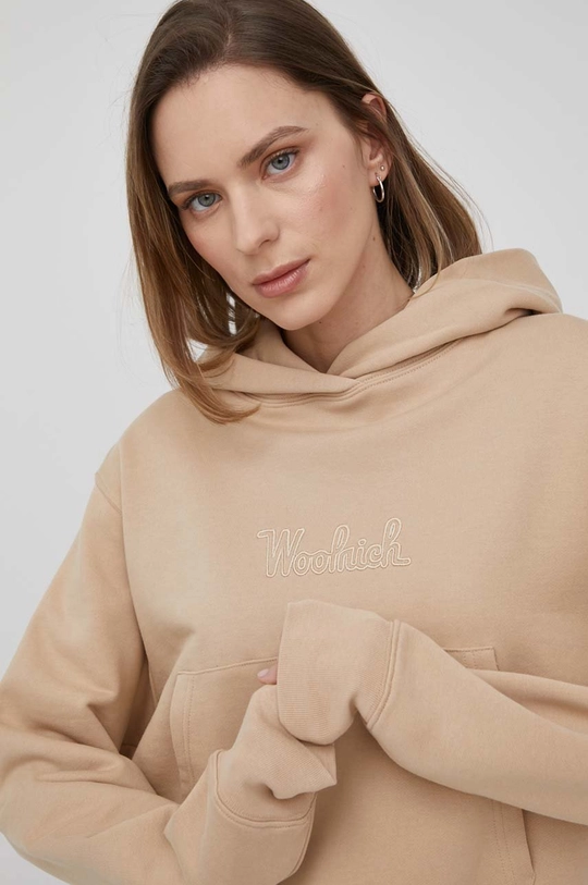 beige Woolrich cotton sweatshirt LOGO