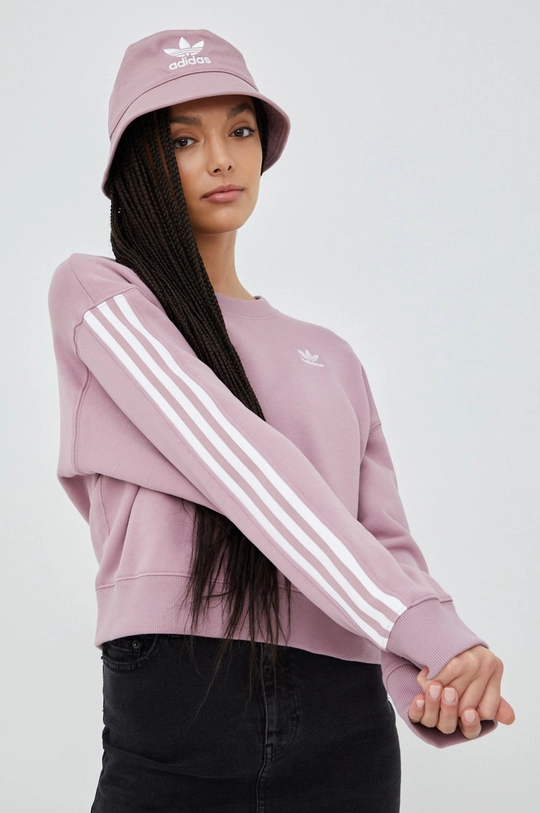 fioletowy adidas Originals bluza bawełniana Adicolor HC2027 Damski