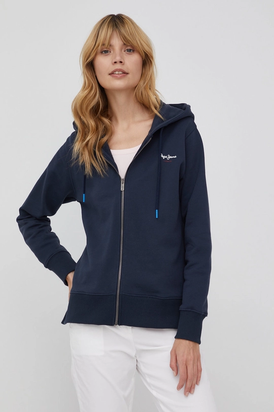 σκούρο μπλε Βαμβακερή μπλούζα Pepe Jeans Calista Zipper Γυναικεία