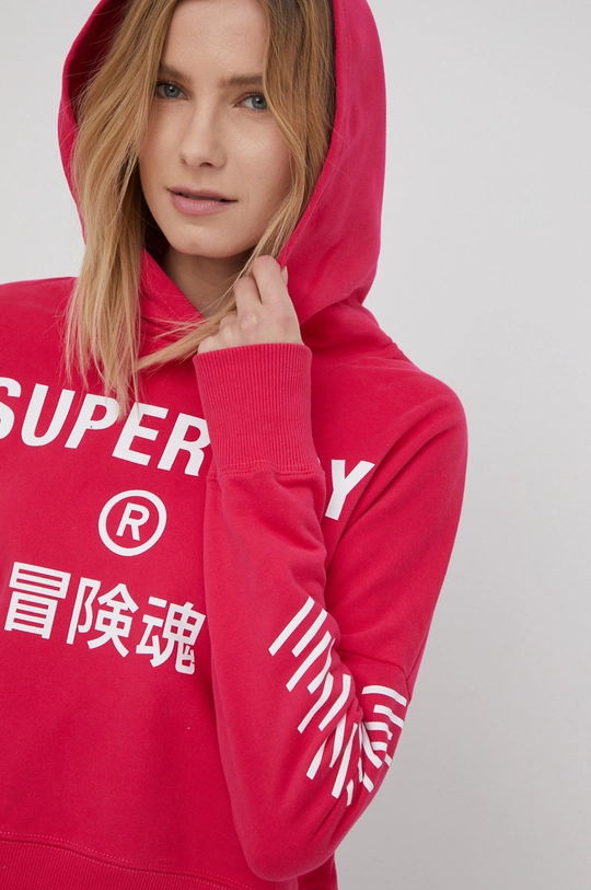 różowy Superdry bluza bawełniana Damski