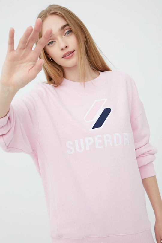 roza Pamučna dukserica Superdry Ženski