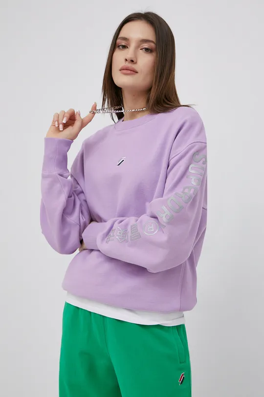 fioletowy Superdry bluza bawełniana