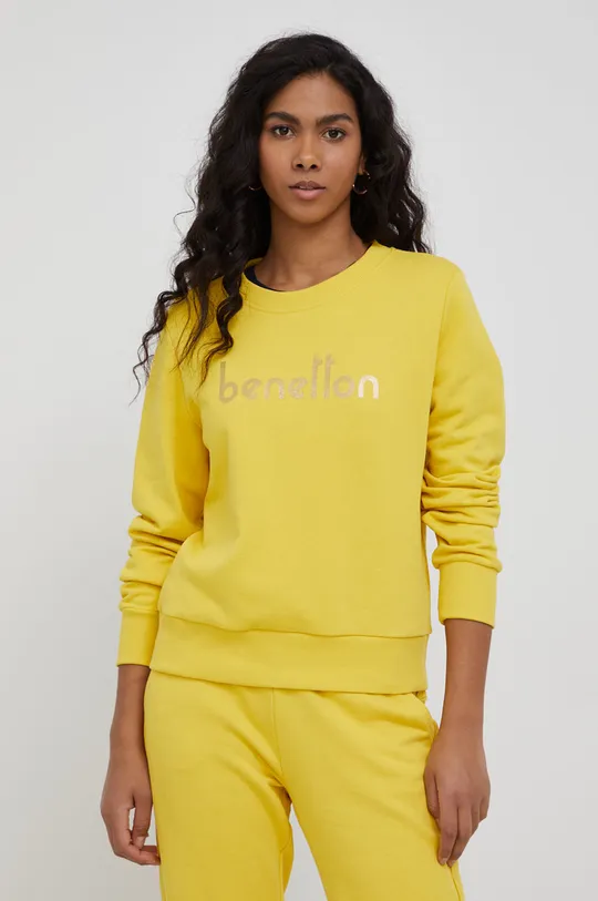 κίτρινο United Colors of Benetton - Βαμβακερή μπλούζα Γυναικεία