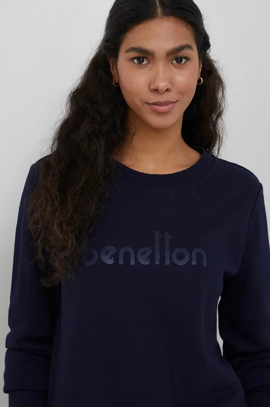 σκούρο μπλε United Colors of Benetton - Βαμβακερή μπλούζα