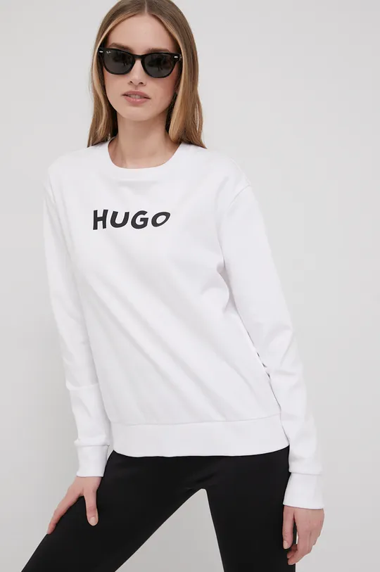 λευκό Βαμβακερή μπλούζα Hugo Γυναικεία