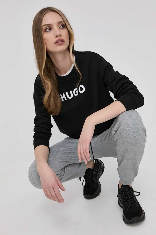 μαύρο Βαμβακερή μπλούζα Hugo Γυναικεία