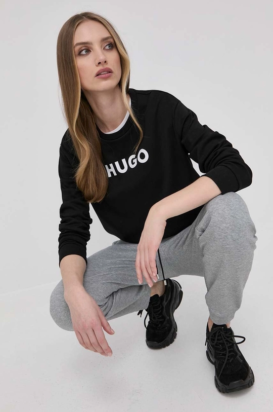 czarny Hugo bluza bawełniana 50470571 Damski