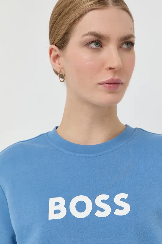 μπλε Βαμβακερή μπλούζα BOSS Γυναικεία