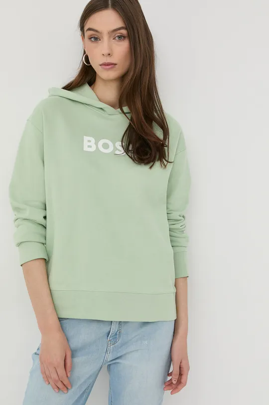 πράσινο Βαμβακερή μπλούζα BOSS Γυναικεία
