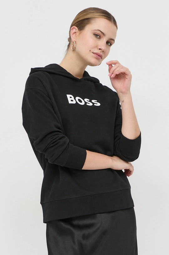 Бавовняна кофта BOSS чорний