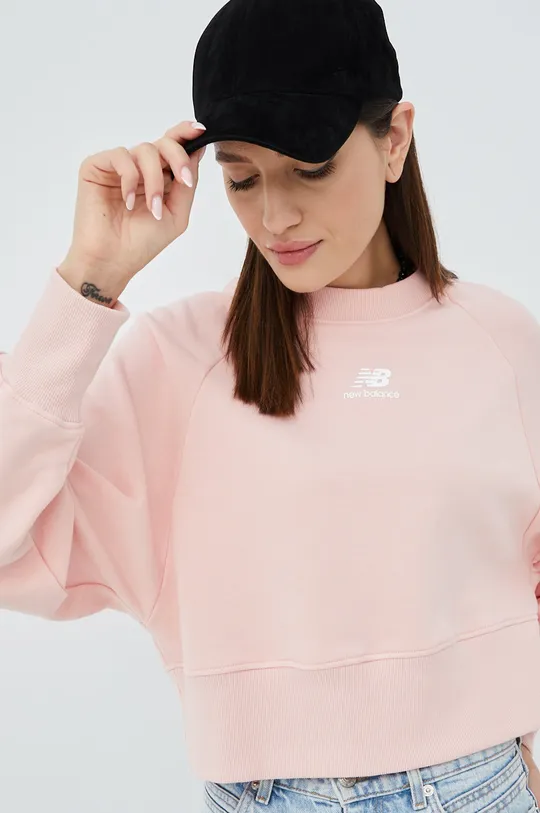 ροζ Βαμβακερή μπλούζα New Balance Γυναικεία