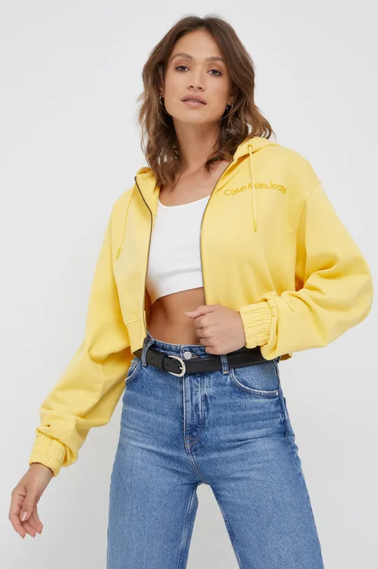 κίτρινο Βαμβακερή μπλούζα Calvin Klein Jeans Γυναικεία