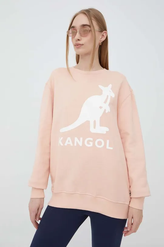 Βαμβακερή μπλούζα Kangol ροζ