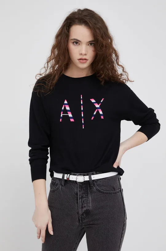 czarny Armani Exchange sweter z domieszką wełny 6KYM2B.YME3Z Damski