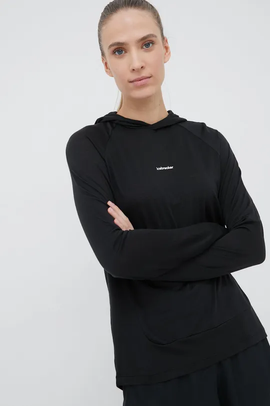 Αθλητική μπλούζα Icebreaker Cool-lite μαύρο