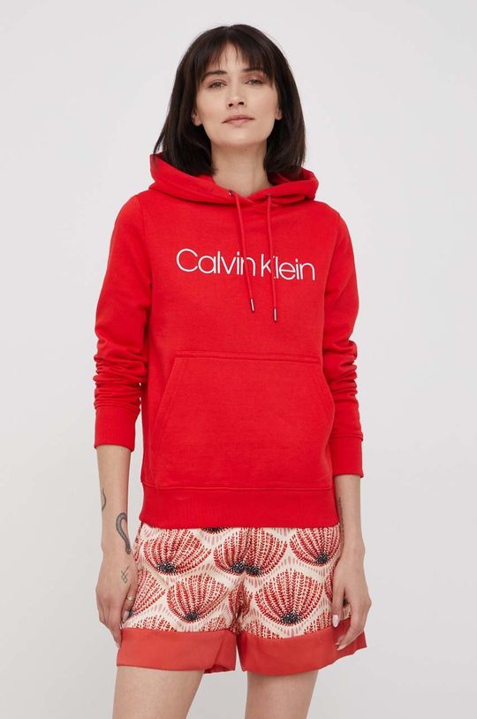 červená Bavlnená mikina Calvin Klein