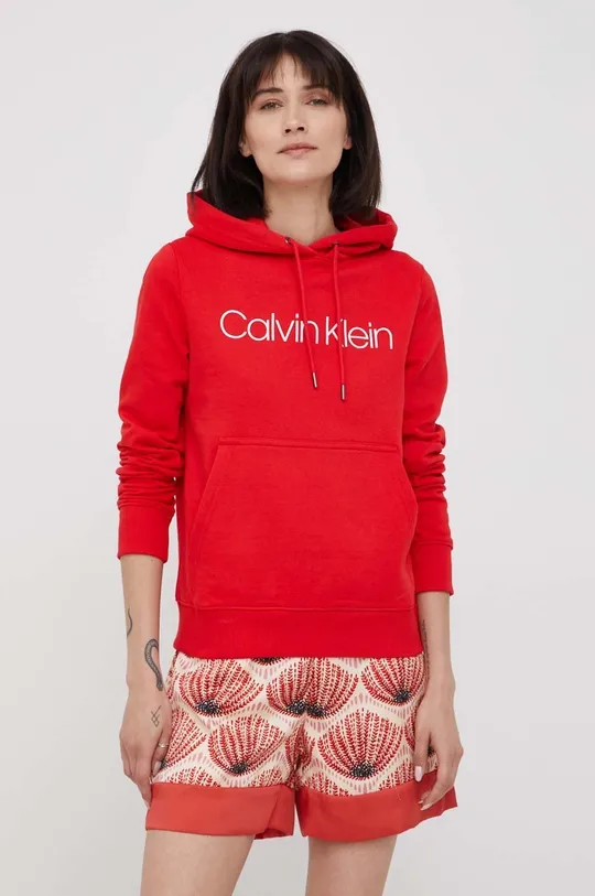 κόκκινο Βαμβακερή μπλούζα Calvin Klein