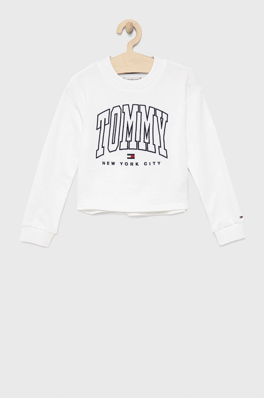 белый Детская хлопковая кофта Tommy Hilfiger Для девочек