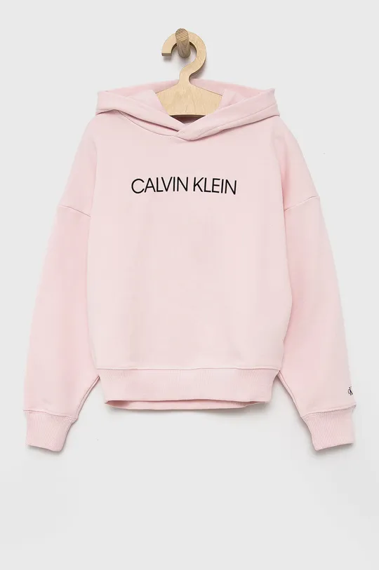 różowy Calvin Klein Jeans Bluza bawełniana dziecięca IG0IG01323.PPYY Dziewczęcy