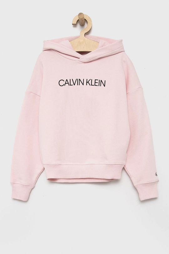 ružová Detská bavlnená mikina Calvin Klein Jeans Dievčenský