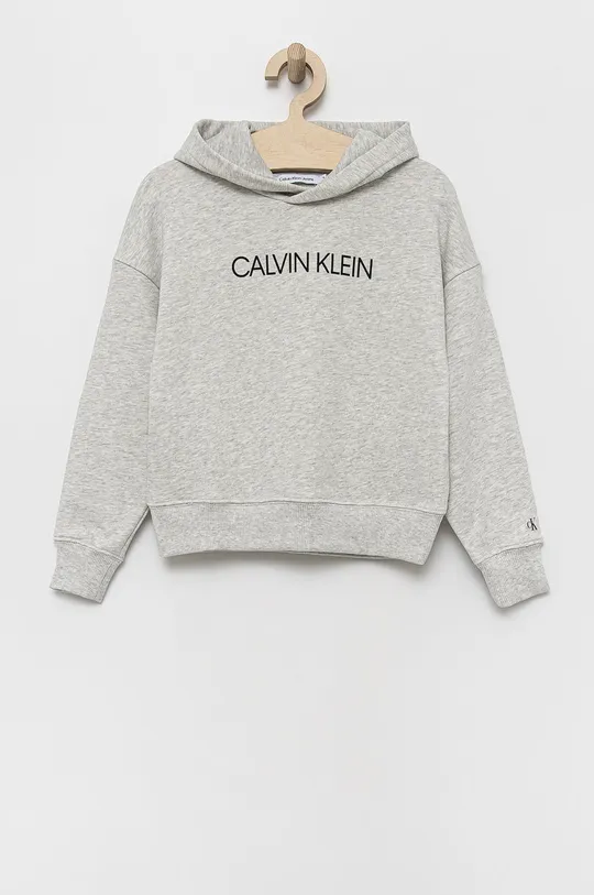 серый Детская хлопковая кофта Calvin Klein Jeans Для девочек