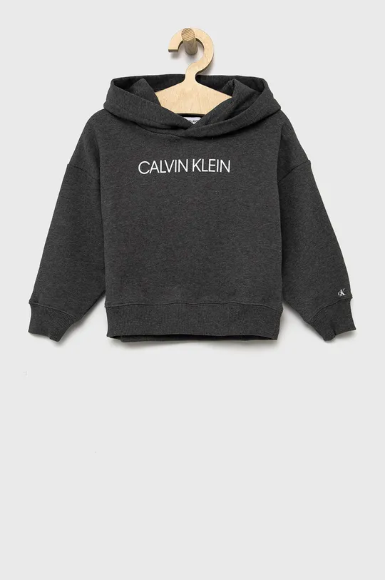 siva Calvin Klein Jeans bombažni pulover za otroke Dekliški