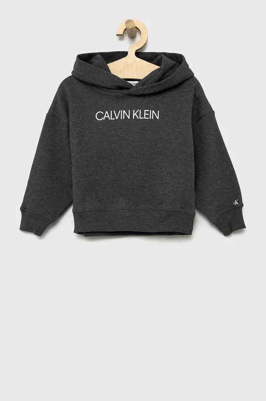 sivá Detská bavlnená mikina Calvin Klein Jeans Dievčenský