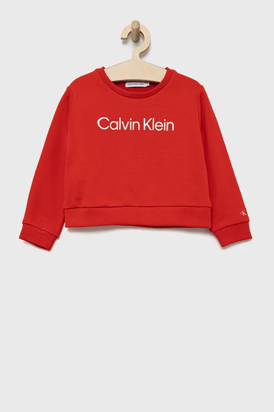 czerwony Calvin Klein Jeans bluza bawełniana dziecięca IG0IG01336.PPYY Dziewczęcy