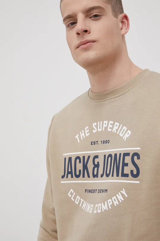 beżowy Jack & Jones Bluza bawełniana Męski