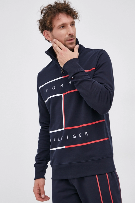 tmavomodrá Bavlnená mikina Tommy Hilfiger