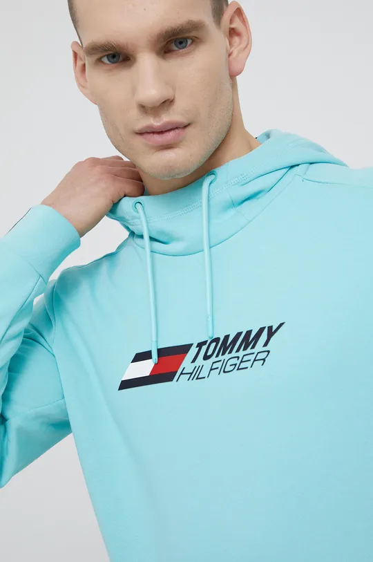 τιρκουάζ Βαμβακερή μπλούζα Tommy Hilfiger