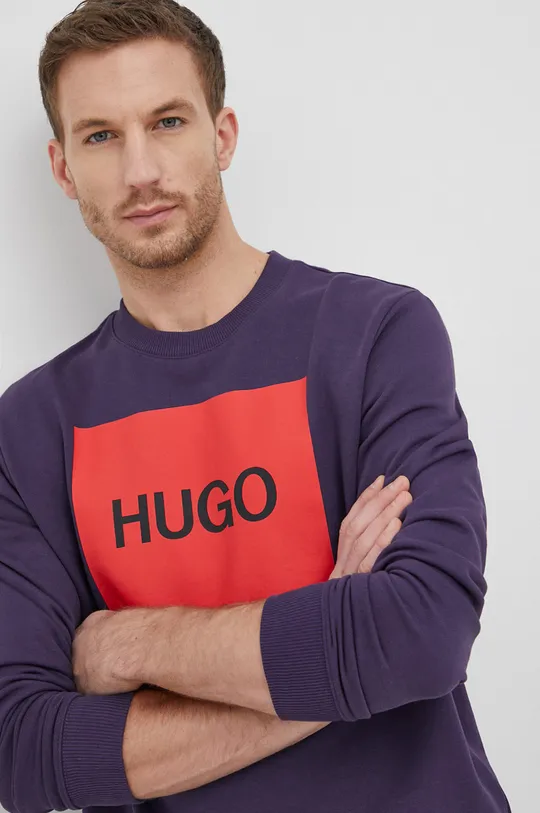 μωβ Hugo - Βαμβακερή μπλούζα Ανδρικά