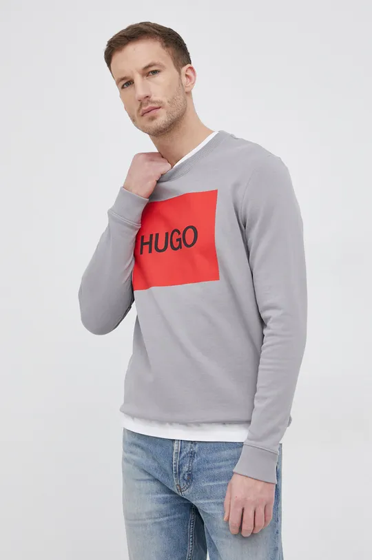 Хлопковая кофта Hugo серый