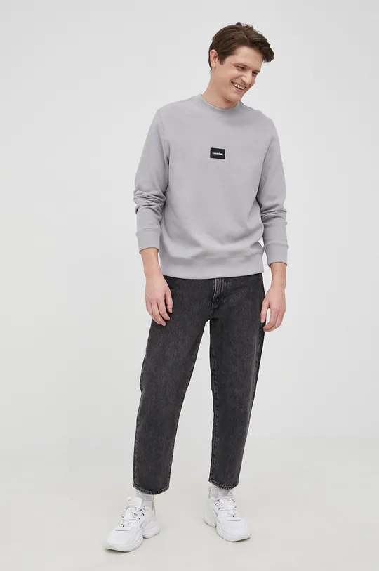 szary Calvin Klein - Bluza bawełniana Męski