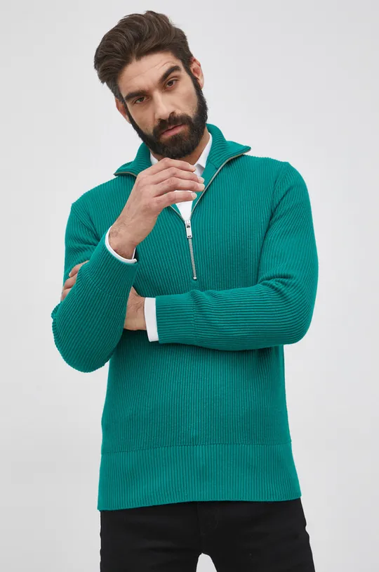 zöld Drykorn gyapjúkeverék pulóver Manuelo Férfi