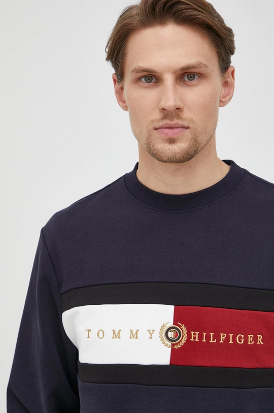 tmavomodrá Bavlnená mikina Tommy Hilfiger Icon