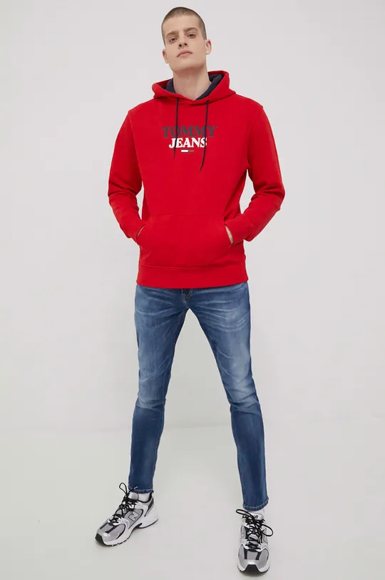 Bavlnená mikina Tommy Jeans červená