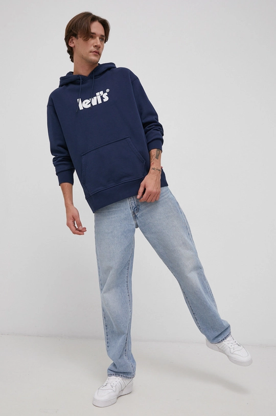 Levi's felpa in cotone blu navy