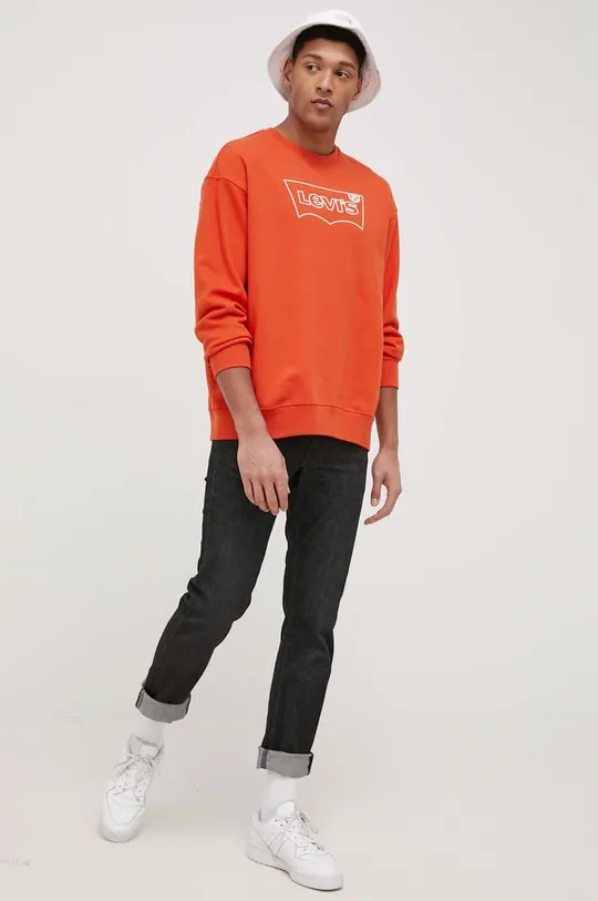 Levi's bombažni pulover oranžna