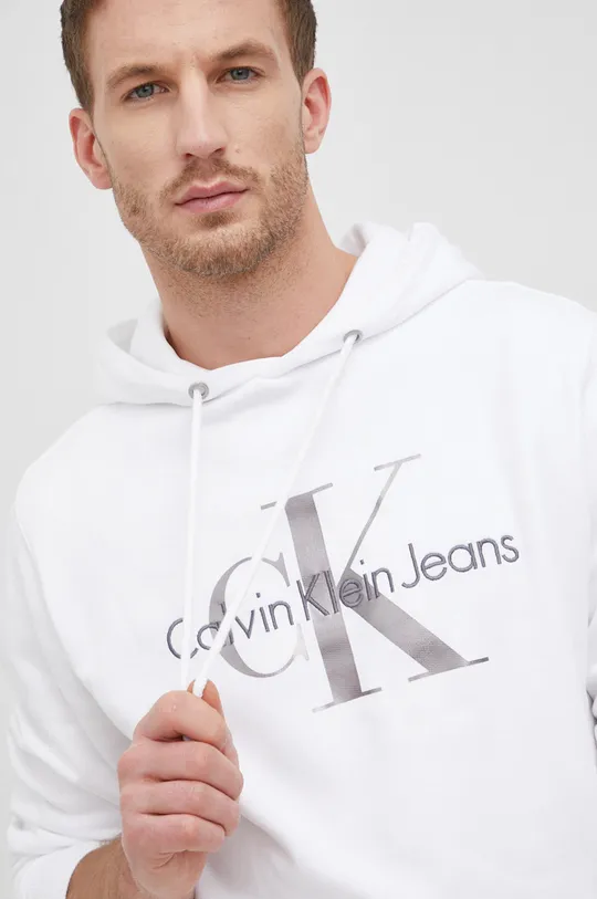 biela Bavlnená mikina Calvin Klein Jeans